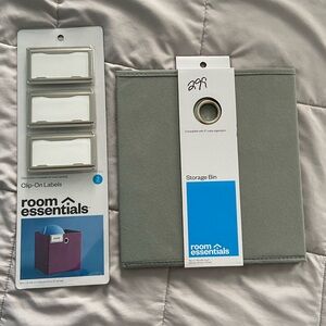 Room Essentials 3 Pack Clip-On Labels and 11” Fabric Storage Bin Cube Organizer
